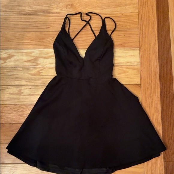 Lulus Dresses & Skirts - Lulu's Black Plunge Neck Mini Dress